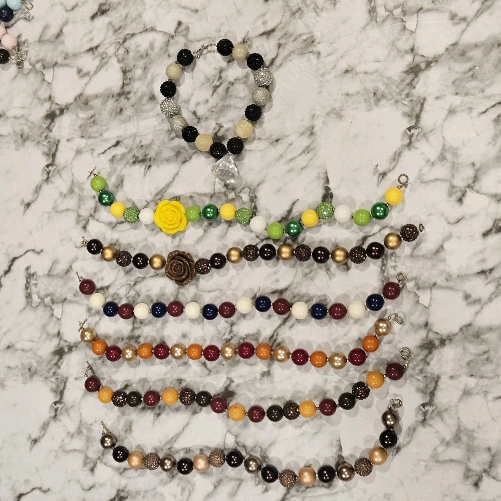 Kids Chunky Beaded Necklace Lot‎ | 7 Statement Necklaces | Approx 15"